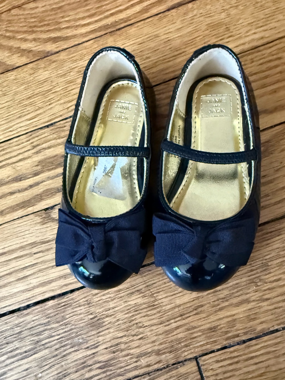 Janie and Jack Black Patent Mary Jane Bow Flats - Size 5 - NWOT